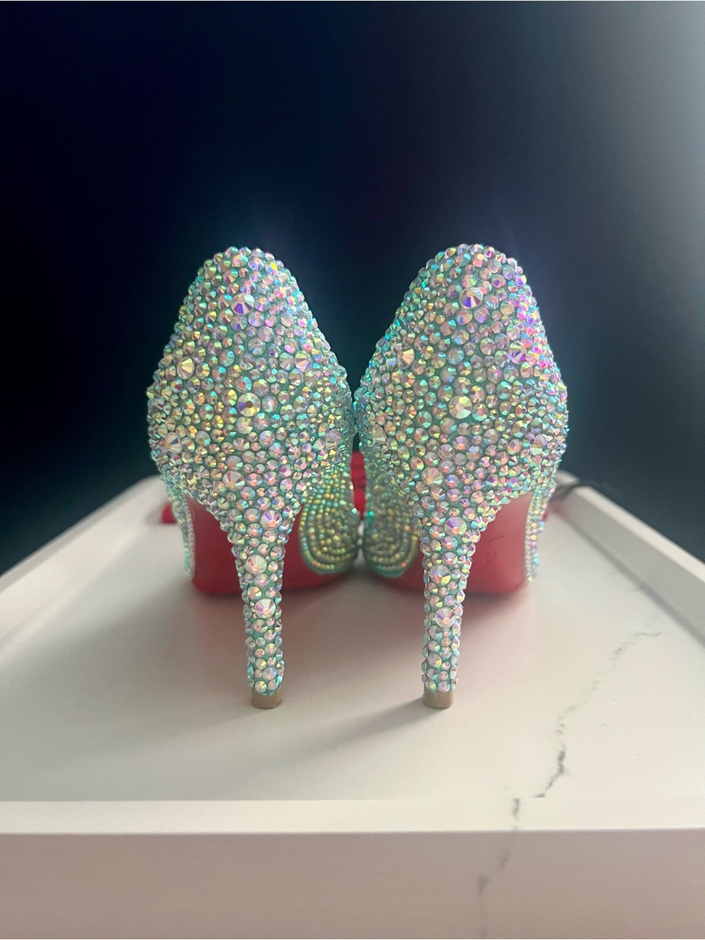 Christian Louboutin Tiffany Blue Swarovski Crystal Strass Kate Heels 36.5 - Picture 5 of 6